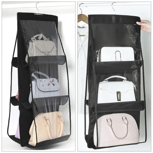 Organizator Genti 6 Compartimente Suspendabil EBA, Negru - Img 2
