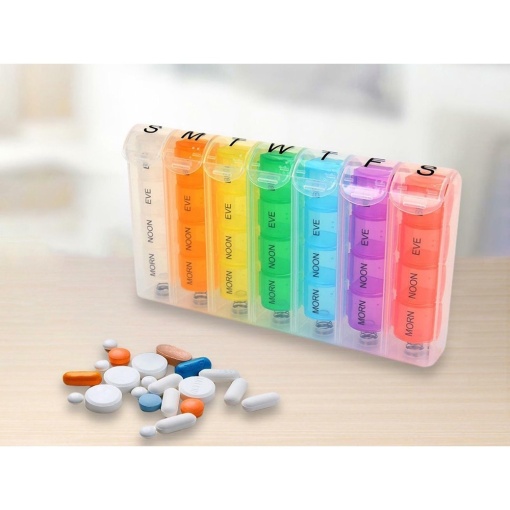 Organizator Medicamente pentru 7 zile EBA, Recipiente Detasabile Cu 4 Compartimente, 19.5cm x 11cm x 3cm, Multicolor - Img 3