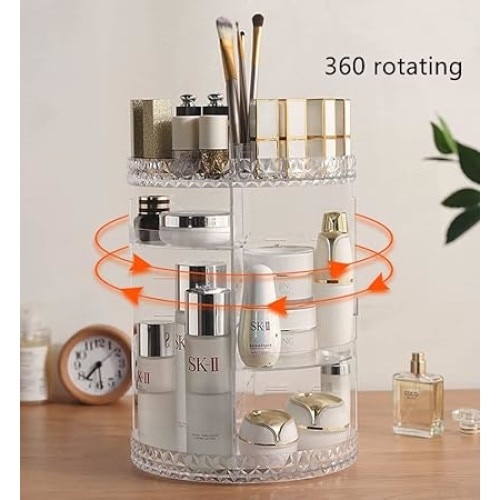 Organizator pentru Produse Cosmetice EBA, Machiaj, Rotativ 360 de Grade, Transparent - Img 3