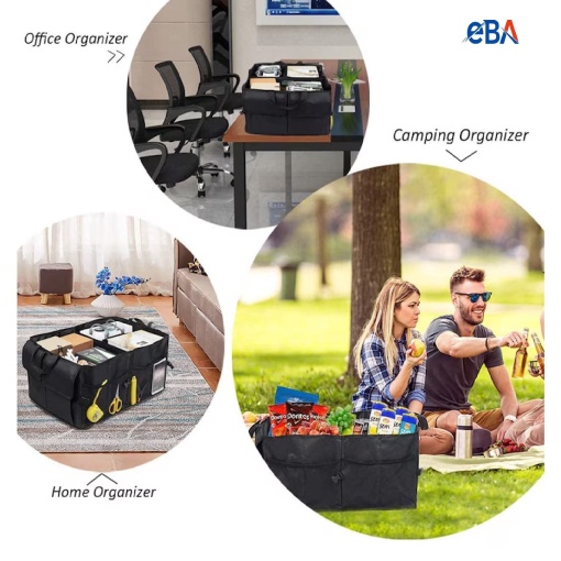 Organizator portbagaj auto cu 9 buzunare EBA, dimensiuni 55 x 38 x 26 cm, Negru - Img 3