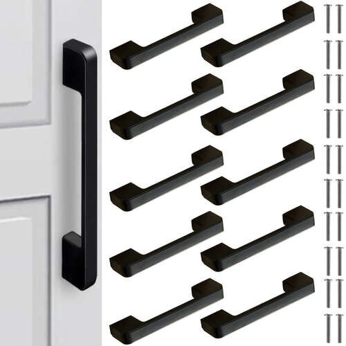 Set 10 Manere Mobila EBA, Aplicare Universala, Usor de Montat, Aluminiu 104 mm Lungime, Suruburi de Fixare Incluse, Negru mat - Img 4