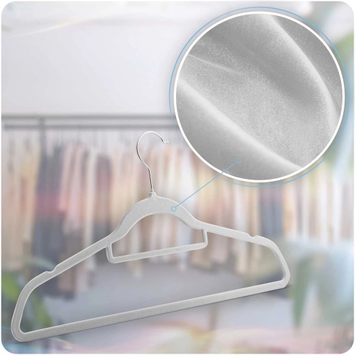 Set 20 umerase premium catifea EBA, Carlig rotativ 360 grade, Design antialunecare, 44, 5 x 23 cm, Protectie umeri, Gri - Img 3