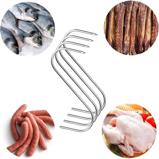 Set 30 carlige pentru macelarie sau afumatoare carne EBA, Tip S, 15 cm, Capacitate maxima 15 kg - Img 4