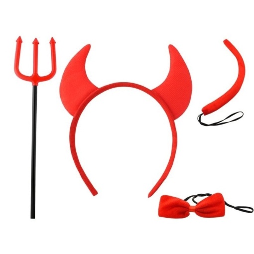Set 4 accesorii costum diavolita EBA, cornite, trident, codita, papion - Img 3