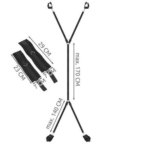 Set 4 catuse erotice EBA, tip mansete, curele ajustabile, ideale pentru pat, jucarii erotice, bondage, Negru - Img 2