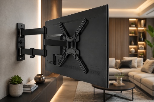 Suport TV Extensibil Profesional 17-56 Inch, Reglabil si Rotativ 180°, VESA 400x400, Otel Ranforsat, Suporta 30 Kg, Inclinare -15°/+5°, Brat Articulat pentru Samsung LG Sony Philips TCL - Img 5
