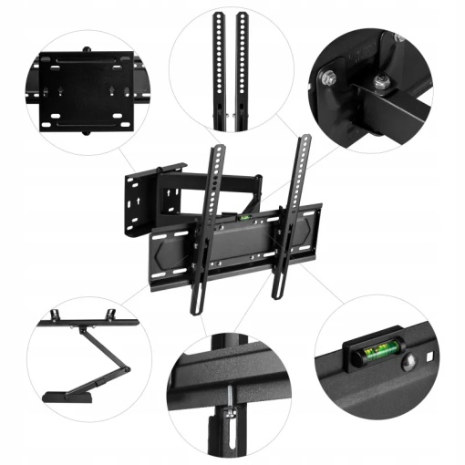 Suport TV Reglabil 23-70 Inch King Mount KG-1038 Sydney, VESA 400x400, Rotire 180°, Extensibil, Suport Perete TV LCD LED OLED QLED, 35kg - Img 3