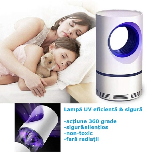 Aparat electric cu Lampa UV Anti-tantari EBA, Capcana insecte, Alimentare USB, Alb - Img 4
