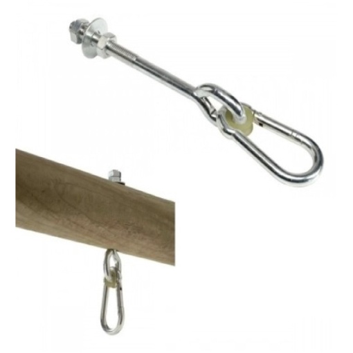 Carlig de prindere leagane din otel galvanizat cu carabina EBA, filet, dimensiune totala 27 cm, sarcina maxima 300 kg - Img 3