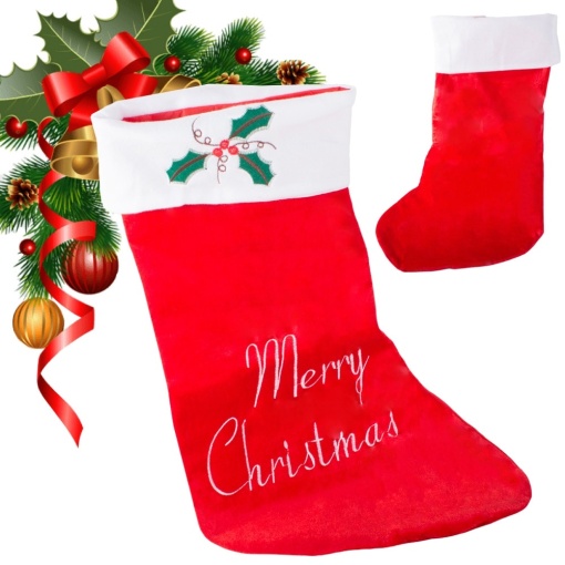 Decoratiune de Craciun, EBA, cizma mare pentru cadouri, rosie, model Merry Christmas 62 x 37 cm - Img 3