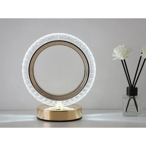 Lampa ambientala led EBA, forma inel crystal diamond, cu senzor tactil si telecomanda, 6 nuante de lumina, reincarcabila USB - Img 4