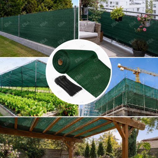 Plasa de Umbrire Profesionala 1,5x50m, 95% Grad de Umbrire, HDPE 180g/mp, Protectie UV, Plasa pentru Gard, Curte, Balcon, Terasa, Pergola, Sera si Schela, Verde - Img 3