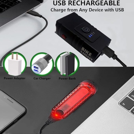 Set Far si Stop Bicicleta EBA Light, Functie Powerbank, 7 Moduri Lumina, LED CREE Ultra Bright, 1100 mAh, Reincarcabil, Negru - Img 3