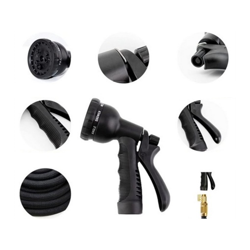 Set Furtun extensibil gradina 15 m anti rasucire EBA, Pistol pentru stropit, 7 functii, din material plastic - Img 2
