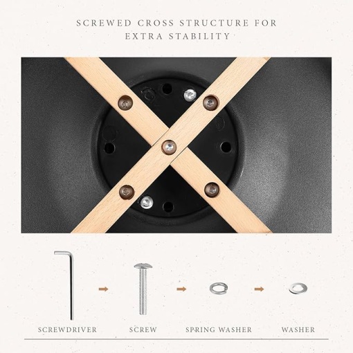 Set Masa Dining si 4 Scaune Ergonomice Negre EBA, Design Scandinav, Blat Alb si Structura Lemn Deschis - Img 4