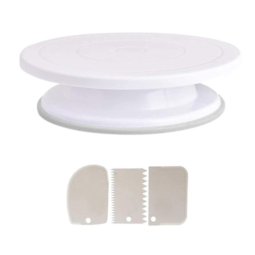 Set platou rotativ EBA cu 3 accesorii finisare tort, dimensiuni 28 x 6.5 cm - Img 4