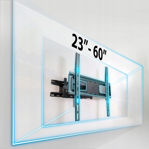 Suport TV de perete EBA, Pivotant, 23"-60" (58-165 cm), Maxim 45 kg, Negru - Img 2