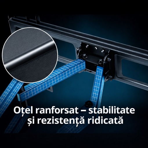 Suport TV Profesional Extensibil 25–70", Otel Ranforsat, 50 kg, VESA 400x400, Rotire 180°, Nivela si Accesorii Incluse - Img 7
