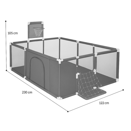 Tarc Multifunctional Copii EBA, Piscina cu Bile, Teren Baschet, Poarta fotbal, Cadru Stabil, dimensiuni 235 x 129 cm - Img 4
