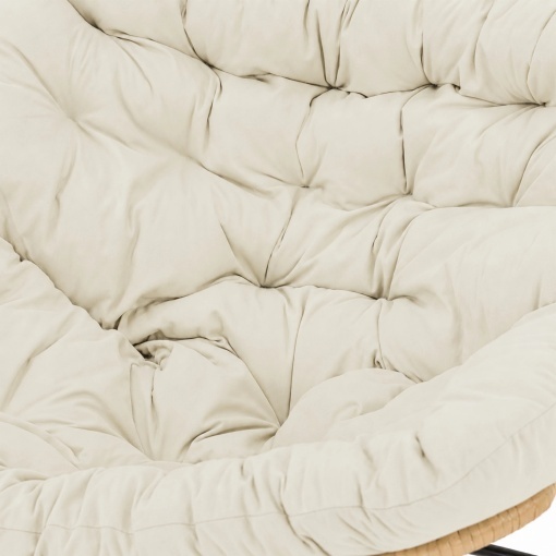 Balansoar de Gradina cu Perna Confortabila, Scaun Balansoar Tip Cuib pentru Relaxare, Terasa, Balcon, Living si Dormitor, Cadru Metalic Stabil, Technoratan Premium, Crem/Negru - Img 9