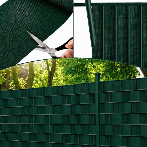 Bandă de Gard pentru Intimitate 19 cm x 35 m, PVC Premium 450 g/m², Verde, Rezistentă UV și Intemperii, Paravan pentru Garduri Panou, 20 Cleme - Img 7