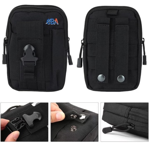 Borseta sport EBA, material rezistent, Bretea reglabila, pentru activitati in aer liber, Unisex, 13 x 6x17.5 cm, Negru - Img 4