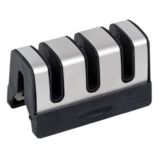 Dispozitiv pentru ascutit cutite detasabil EBA, 3 niveluri de slefuire, otel, maner si talpa din silicon 18 x 6 cm - Img 4