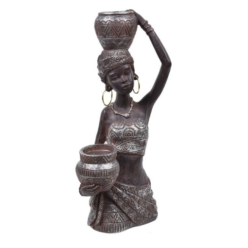 Figurina Decorativa din Ceraminca Etnic African, EBA, dimensiuni 14 x 8 x 31.5 cm - Img 2