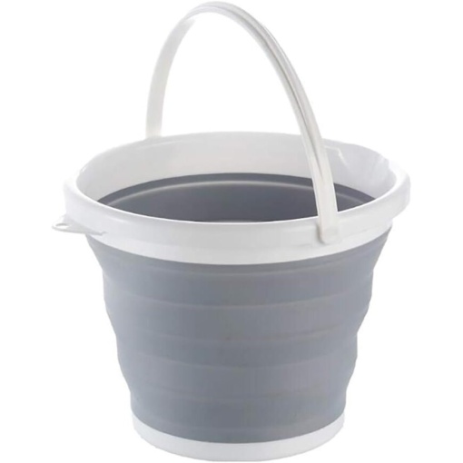 Galeata Pliabila din Silicon si Plastic, cu Maner si Capac, Capacitate 5L, Practica si Compacta Alb si Gri, EBA - Img 4