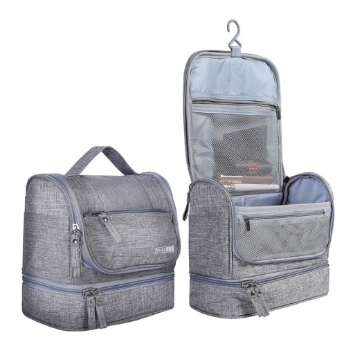 Geanta de calatorie pentru cosmetice, EBA, material impermeabil, carlig pentru agatare, 25 x 21 x 13 cm, gri - Img 2