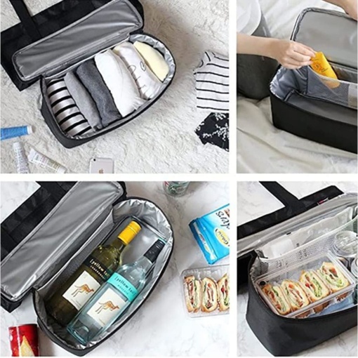 Geanta de plaja termo-izolanta EBA, pentru depozitare alimente si bauturi, Gri, 20 L, dimensiuni 58 x 15 x 35 cm - Img 3