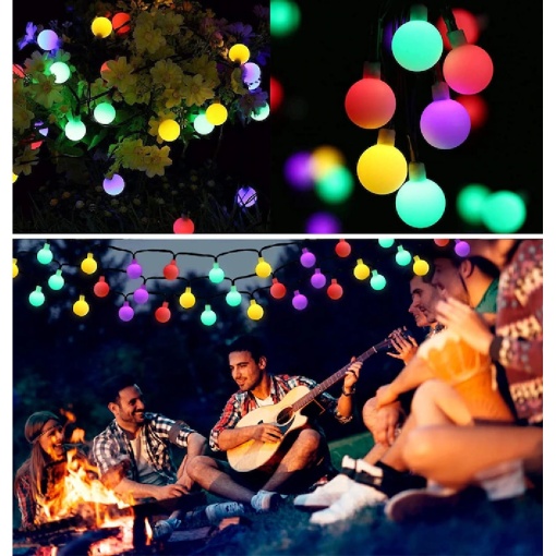 Ghirlanda solara de gradina EBA, Lungime 7 M, 50 de lumini LED multicolor 2, 2 cm, IP44, utilizare in exterior - Img 2