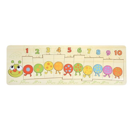 Jucarie Educativa Puzzle din Lemn Omida cu Cifre EBA, dimensiuni 45 x 14.5 cm - Img 2