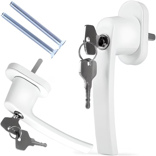 Maner fereastra cu incuietoare securizata antiefractie EBA, 2 chei, model universal, Alb - Img 2