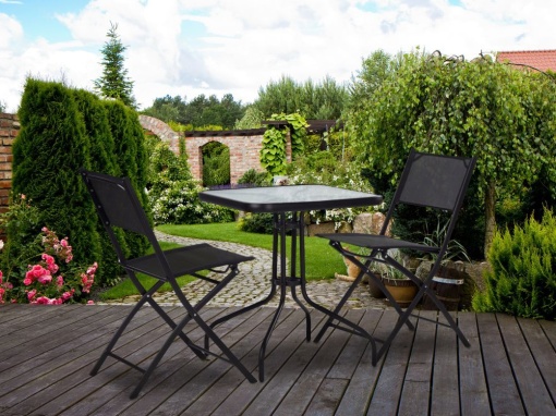 Masa gradina 60 x 60 cm sticla securizata + cadru metalic – ideala pentru terasa, balcon, exterior - Img 4