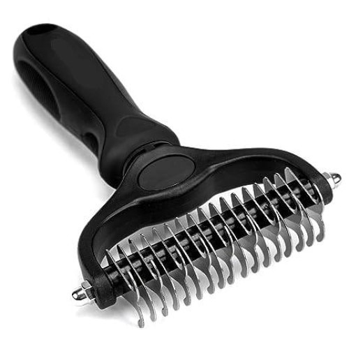 Perie Trimmer pentru Caini si Pisici EBA, 2 in 1, Pentru Descalcirea si Inlaturarea Blanii, Negru - Img 4