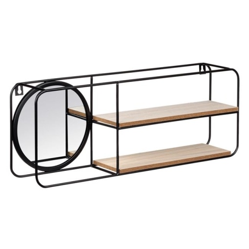Raft de perete decorativ cu oglinda EBA, din metal si lemn, dimensiuni 50 x 10 x 19 cm, accesorii de montaj incluse - Img 2