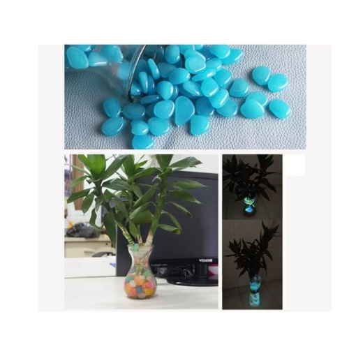 Set 100 pietre decorative fosforescente EBA, dimensiune 2-3 cm, Albastru - Img 3