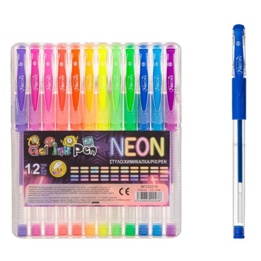 Set 12 Pixuri cu Gel EBA, Culori Neon, concepute pentru desen - Img 2