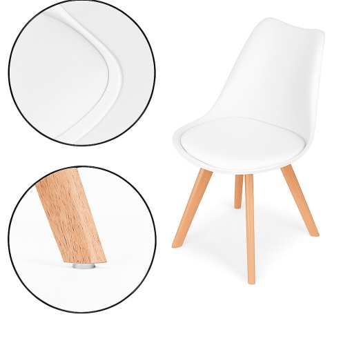 Set 4 Scaune EBA, pentru sufragerie si bucatarie, alb, lemn masiv, dimensiuni 84 x 49 x 46 cm - Img 2