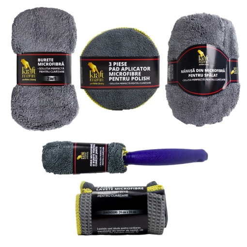 Set auto EBA, pentru curatenie, microfibra, 9 piese - Img 2