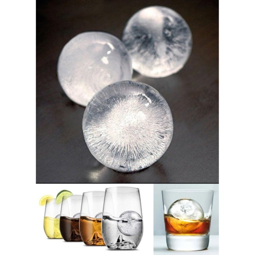 Set forma pentru gheata din silicon, reutilizabila, EBA, 6 sfere de gheata, 5 cm, Negru - Img 3
