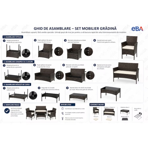 Set Mobilier Terasa si Gradina Technoratan Premium Maro, Canapea 2 Locuri + 2 Fotolii + Masa Cafea cu Sticla Securizata, Mobilier Exterior pentru Balcon Curte si Foisor - Img 5