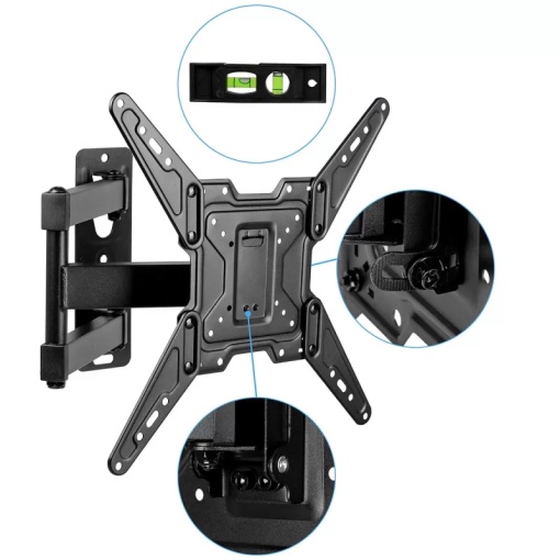 Suport TV Reglabil 22-65 Inch KING MOUNT KG-1032 Florida, VESA 400x400, Rotire 180°, Inclinare -5°/+15°, Brat Extensibil 42.2 cm, Max 40KG, Suport Perete Universal TV LED LCD OLED - Img 6