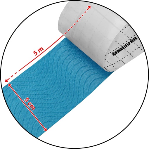 Banda Kinesiologica, Kinesio Tape EBA Sports albastru, impermeabila, dimensiuni 5 cm x 5 m - Img 3