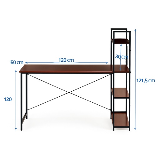 Birou Multifunctional EBA, Etajera Reversibila, Cadru Metalic Negru, Blat Lemn Stejar, dimensiuni 120 x 64 x 120 cm - Img 3
