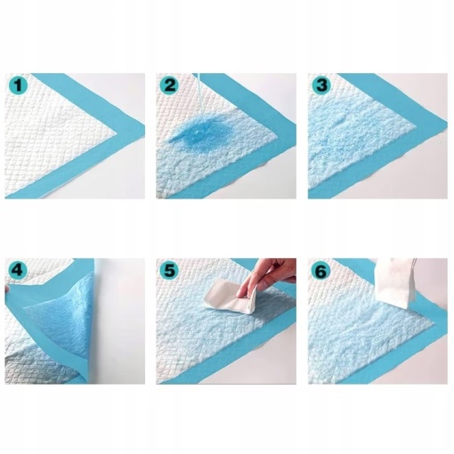 Covorase igienice absorbante EBA pentru animale cu margini sigilate, dimensiune 60 x 60 cm, 50 buc + 2 role saci menajeri - Img 4