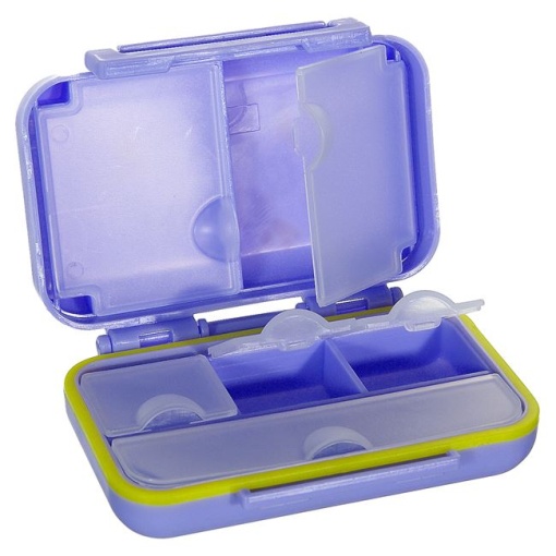 Cutie organizator medicamente EBA, pentru calatorii, dimensiuni 10 x 7 cm, Mov - Img 2