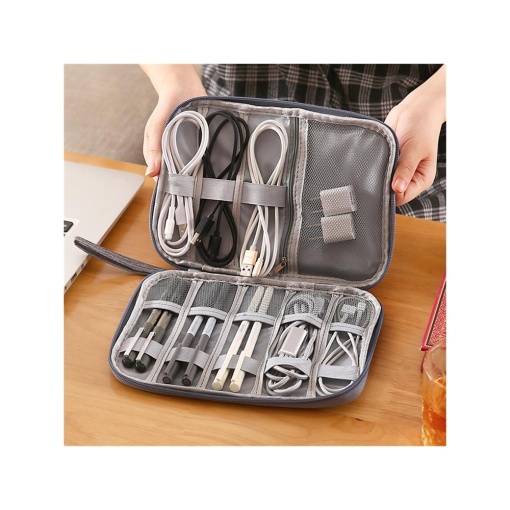Geanta Organizator Accesorii Electronice Voiaj EBA, Impermeabila, Rezistenta la Apa, dimensiuni 24 x 17 x 3 cm, Gri - Img 2