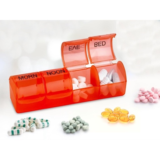 Organizator Medicamente pentru 7 zile EBA, Recipiente Detasabile Cu 4 Compartimente, 19.5cm x 11cm x 3cm, Multicolor - Img 4